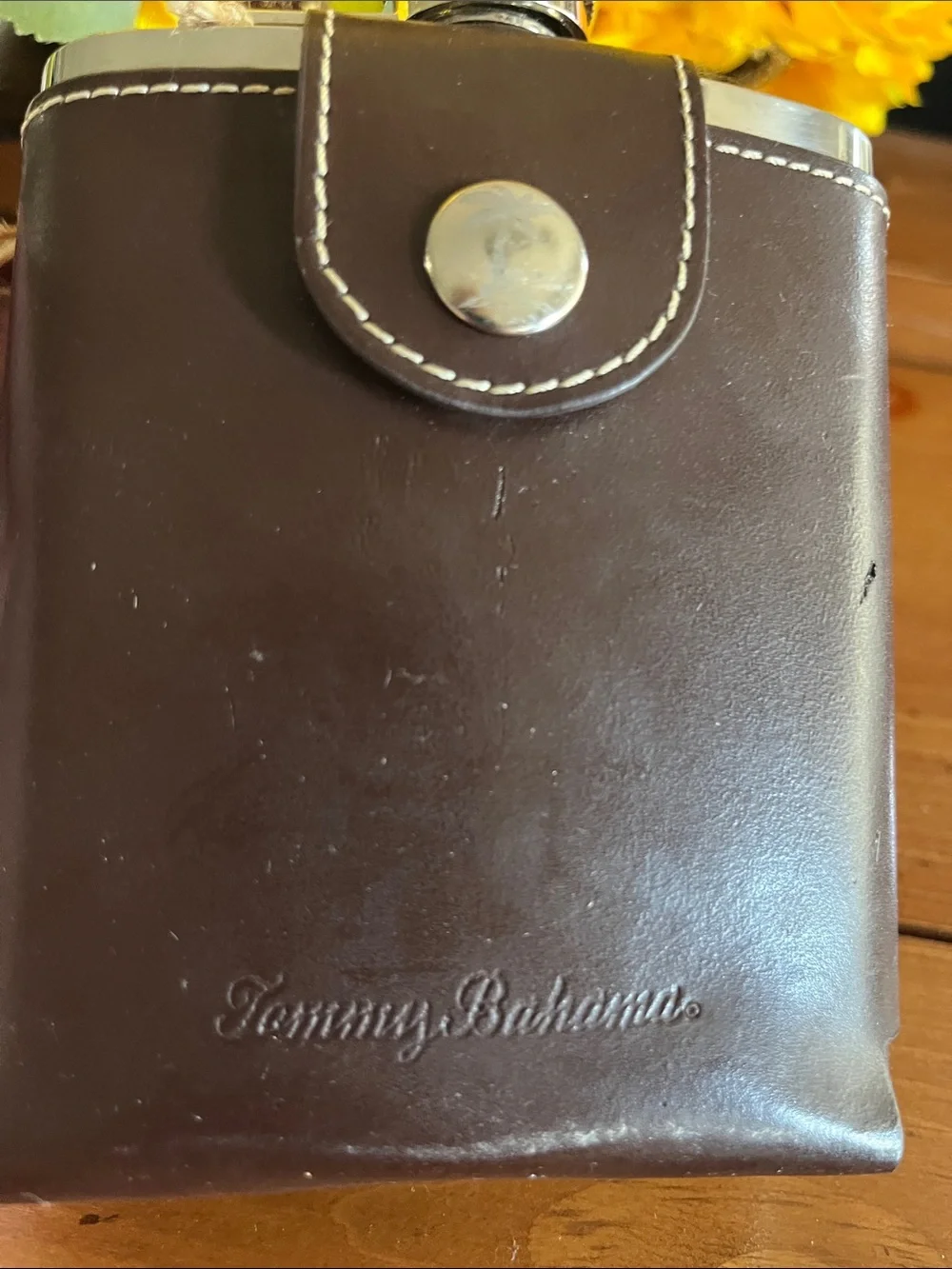 Tommy Bahama Dark Brown Leather Flask-Style Phone Case